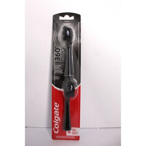 Colgate 360 Power Charcoal Toothbrush Replacement Heads Soft Two Pack Refills - Picture 4 of 5